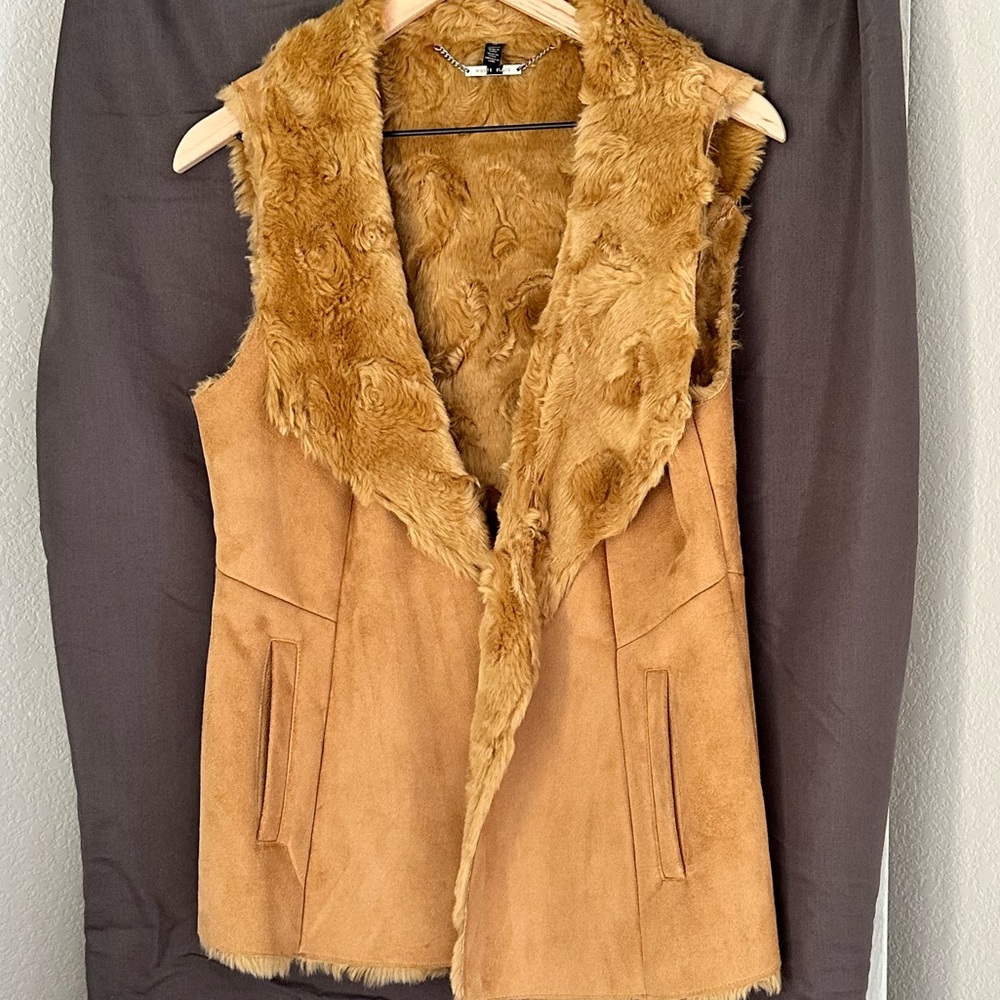 White House black market faux shearling vest